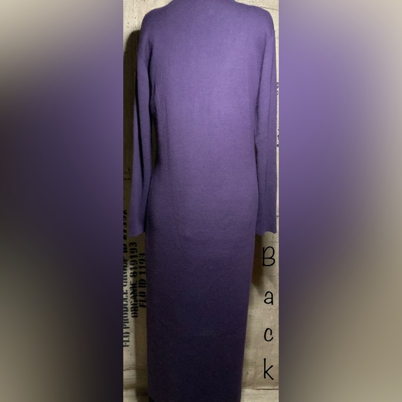 Vintage Carol Little Beaded Royal Purple Sweater Maxi Dress Duster Ladies size M - Picture 11 of 16